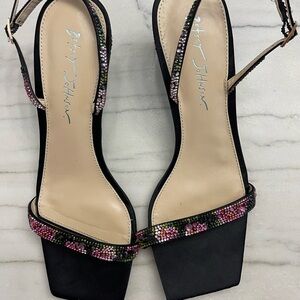Betsey Johnson Black and Pink Women's Sandals